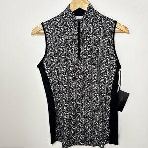 TGW Women Sleeveless Quarter Zip Golf Polo Top Neutral Shirt Size Small NEW f40